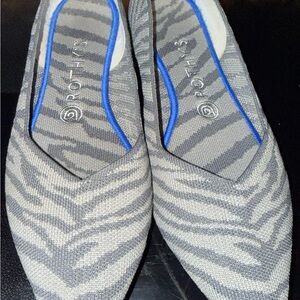 Rothy's Zebra Pattern Gray and Blue Flats